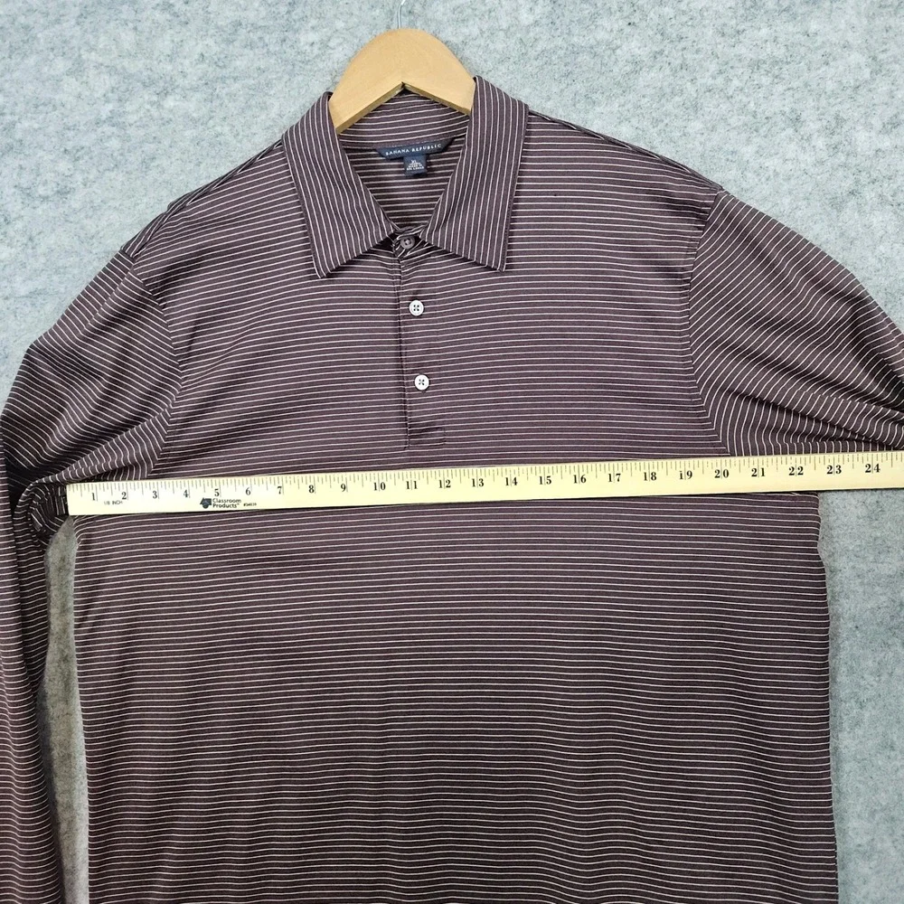 Banana‎ Republic Men's Brown Striped Polo Shirt Size XL 100% Cotton PINHOLE